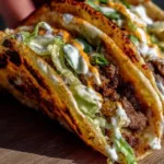 Plate of easy smash burger tacos with toppings and sauces.