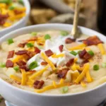 Creamy potato soup mix filled with chunks of potato, bacon, and savory herbs.