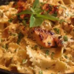 Delicious Marry Me Chicken Pasta garnished with herbs and served in a creamy sauce.