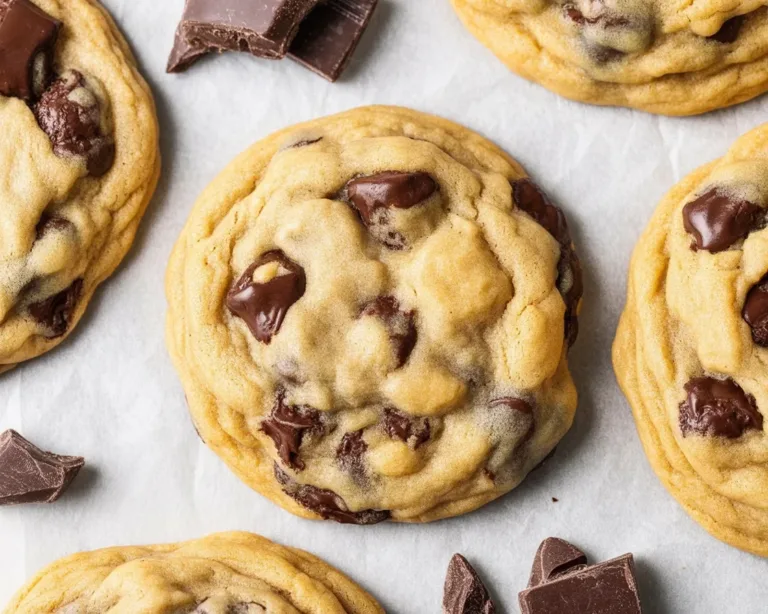 Delicious chocolate chip cookies with gooey chocolate chunks and golden edges