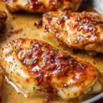 Delicious Marry Me Chicken served with creamy sauce and herbs