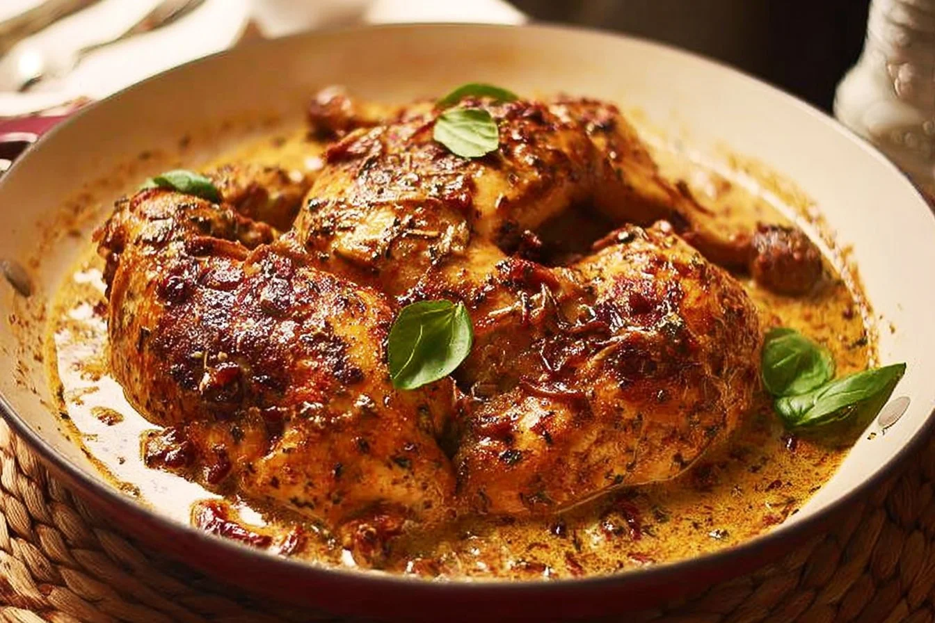 Delicious Marry Me Chicken recipe with creamy sauce and spices.