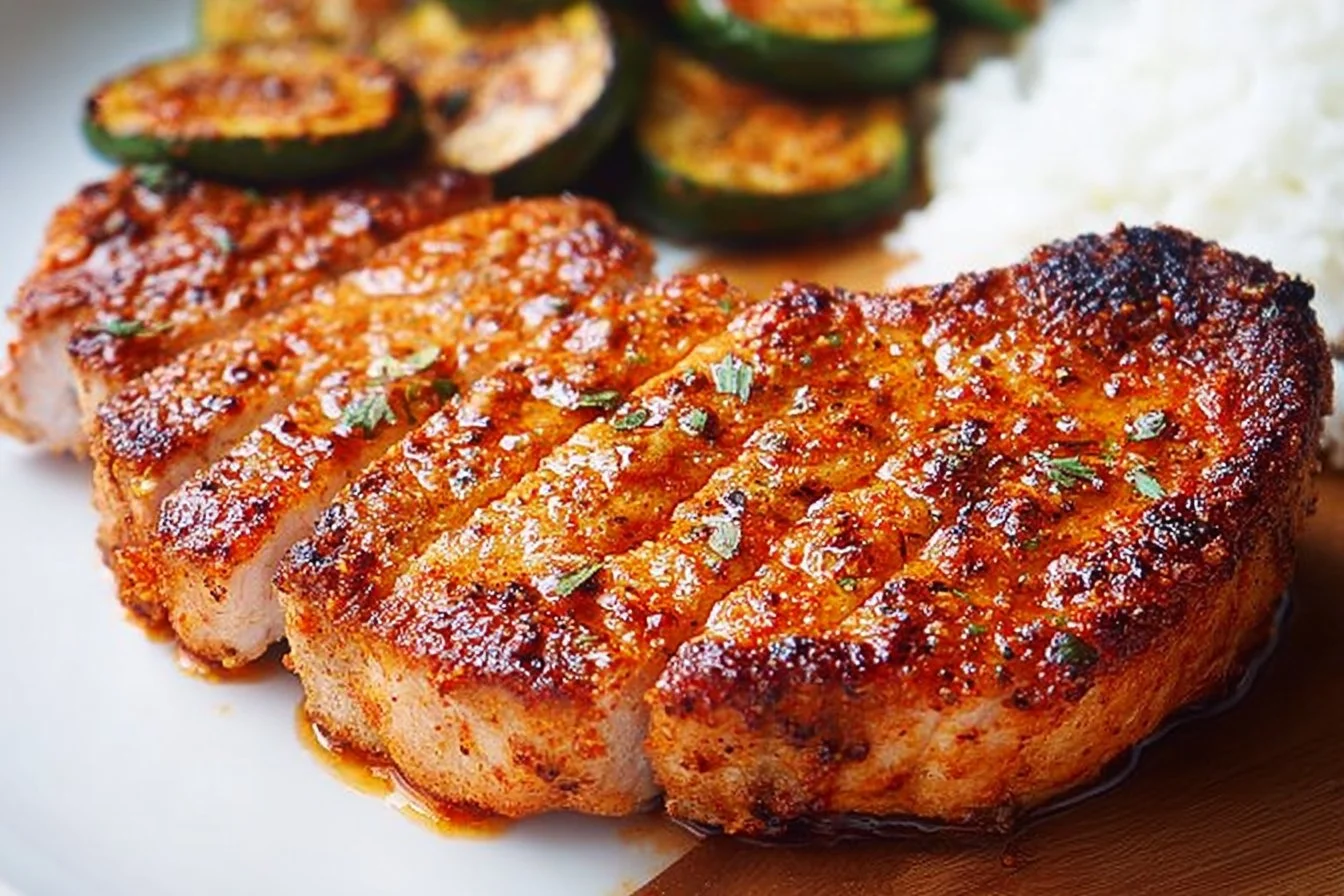 Air fryer pork chops cooked to perfection with a juicy and flavorful finish.