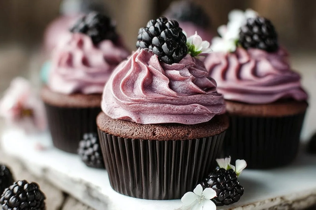 Best 12 Berry Dessert Recipes for Delicious Sweet Treats 9 Blackberry Lavender Chocolate Cupcakes