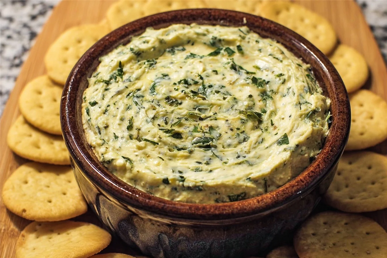 Creamy crock pot spinach artichoke dip served with chips