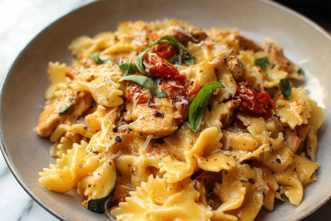 Creamy Marry Me Chicken Pasta dish garnished with herbs