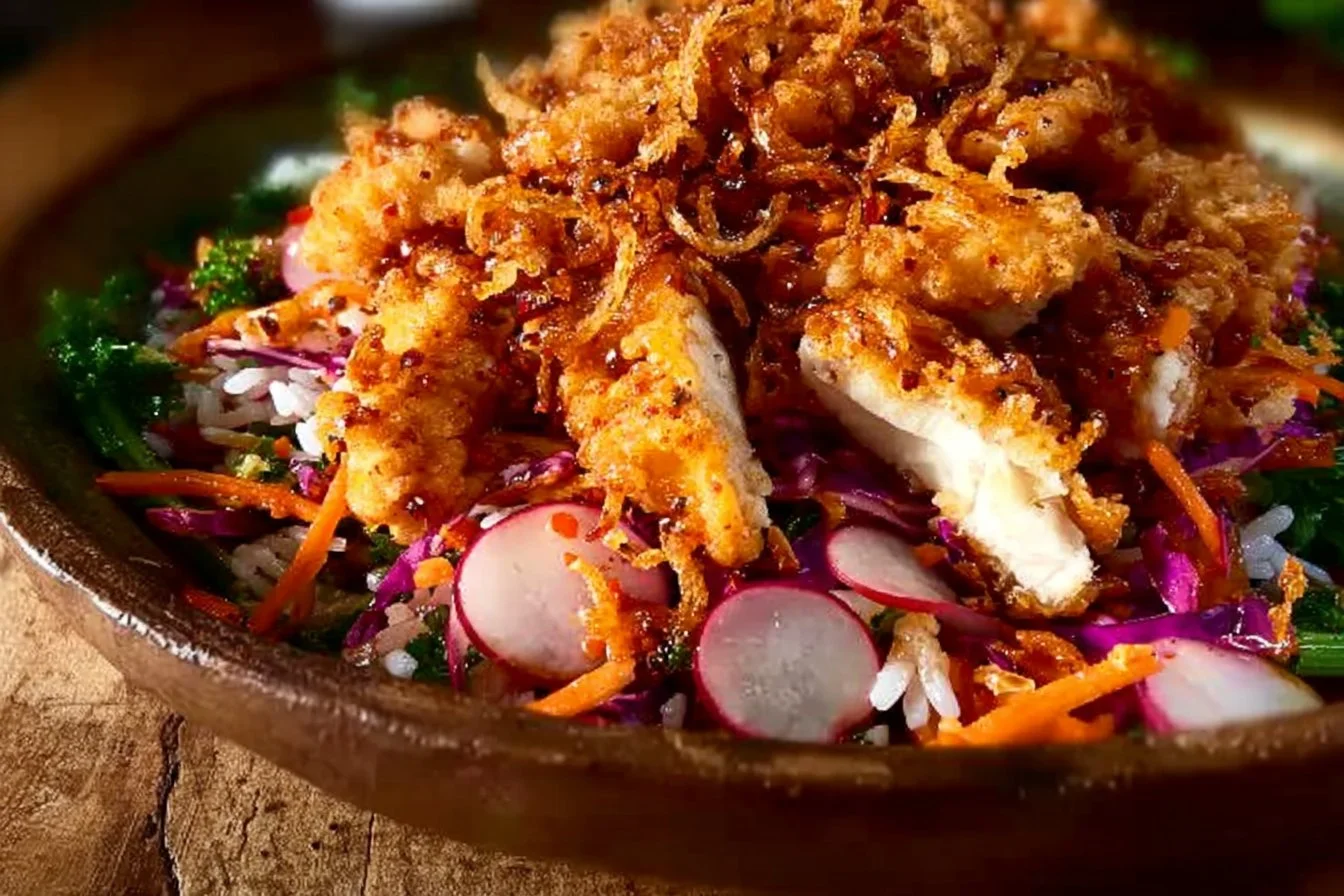 Bang Bang Chicken Crispy Rice Salad