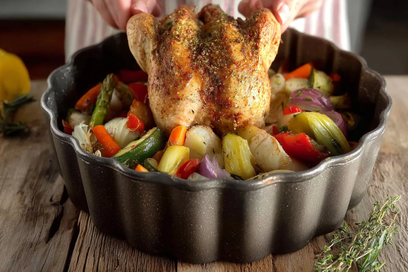 Bundt Pan Roasted Greek Chicken and Vegetables