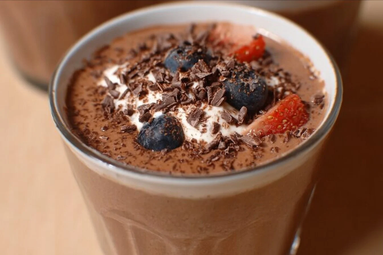 Delicious homemade Chocolate Protein Pudding in a bowl