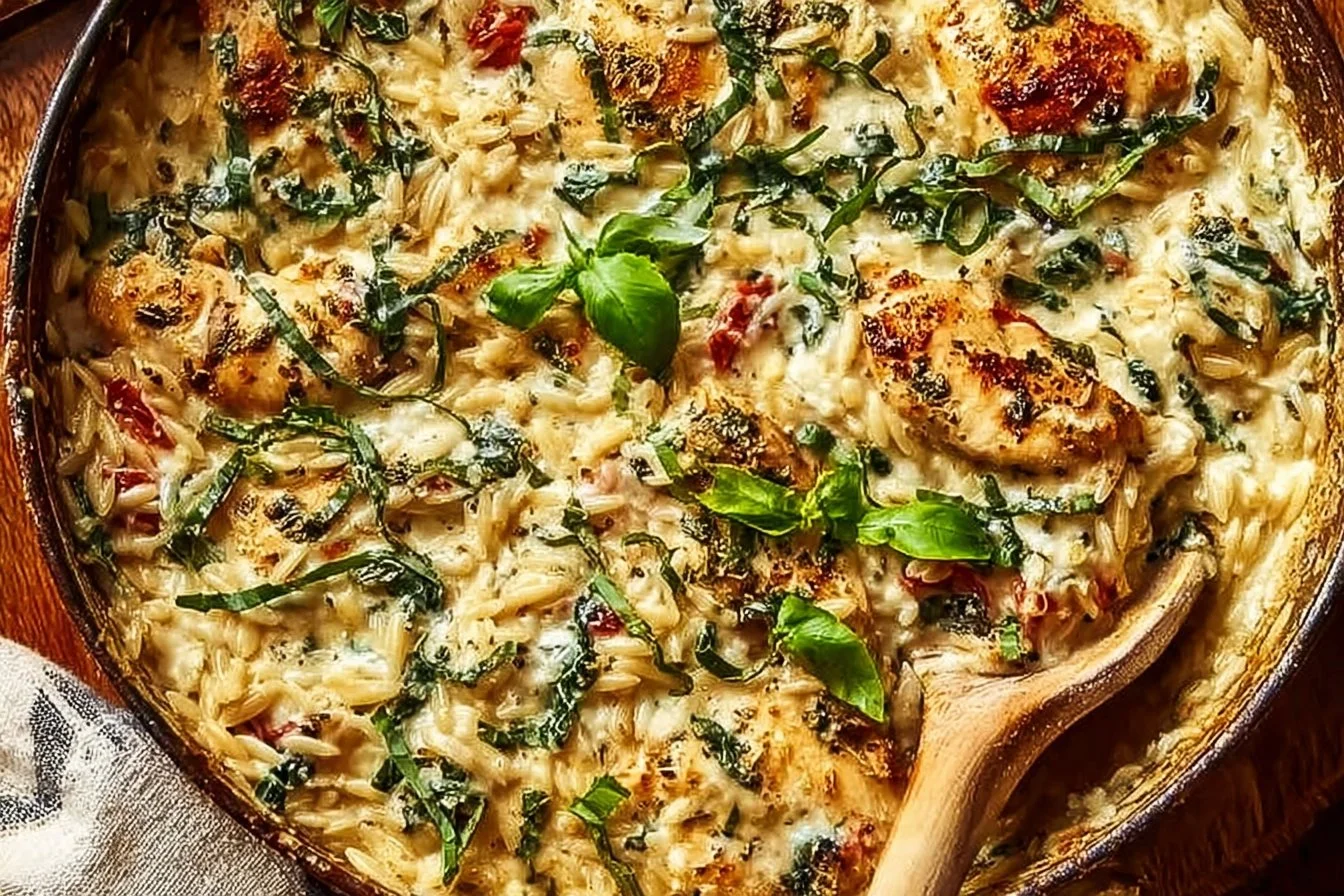 Creamy Ricotta Chicken and Orzo Skillet