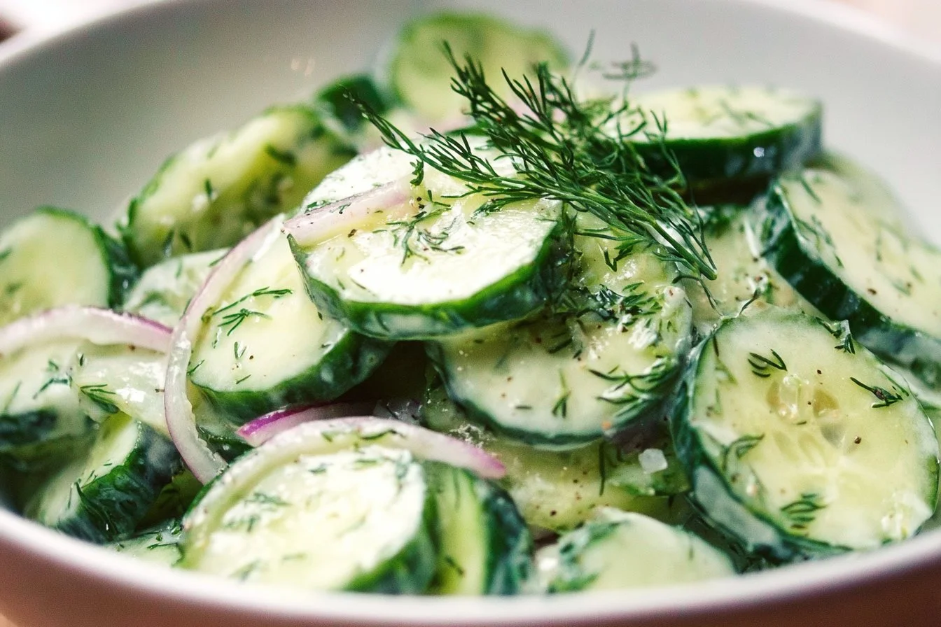 Fresh and vibrant Cucumber Dill Salad with herbs and vegetables