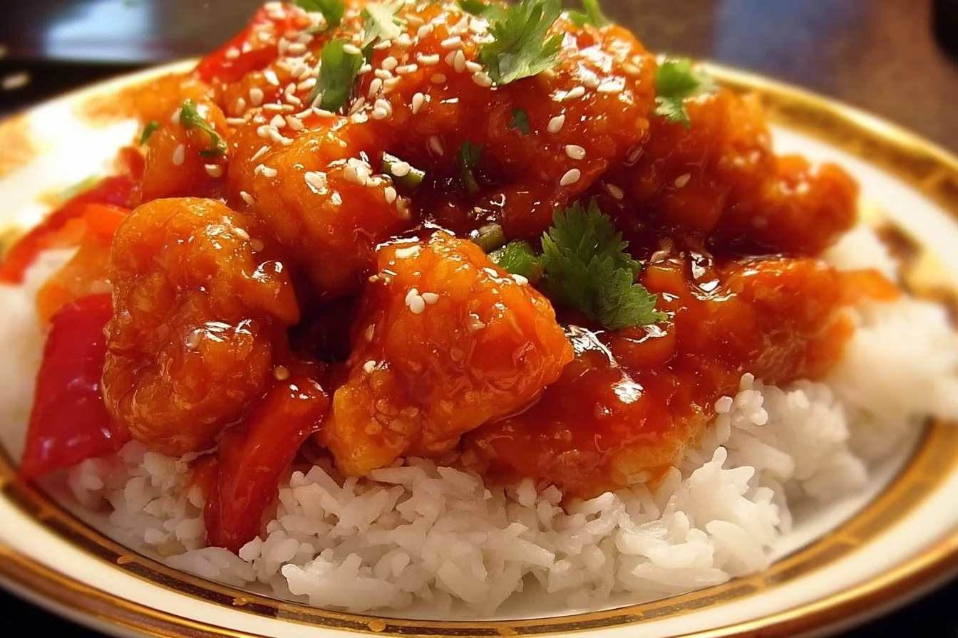 Easy Baked Sweet and Sour Chicken 3 Delicious easy baked sweet and sour chicken served with rice and vegetables