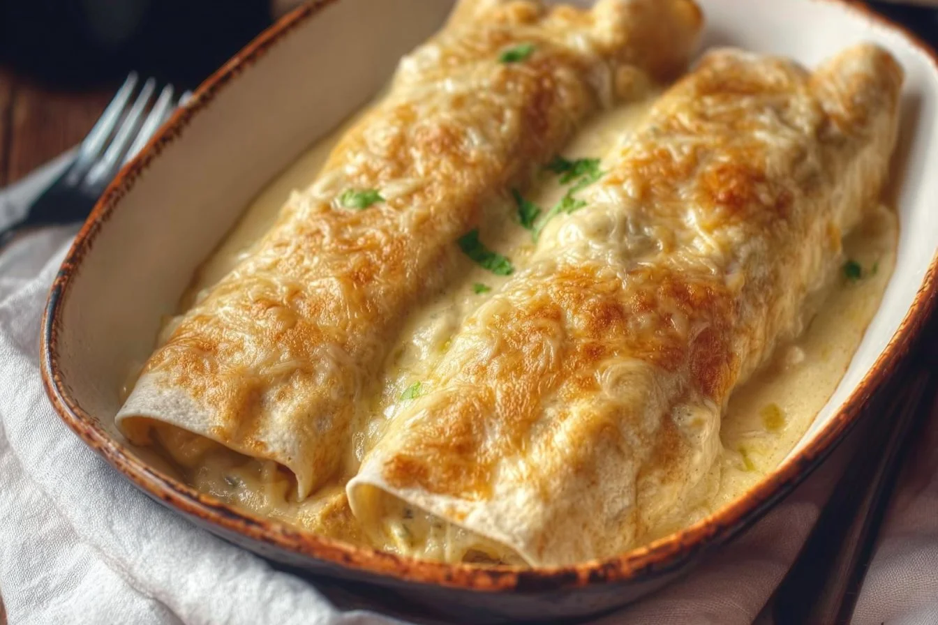 Easy Creamy White Chicken Enchiladas