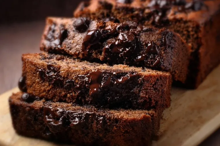 High-protein chocolate banana bread cooling on a wire rack