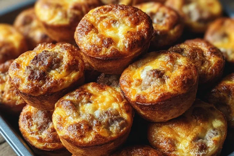 High-protein pancake sausage mini muffins on a plate