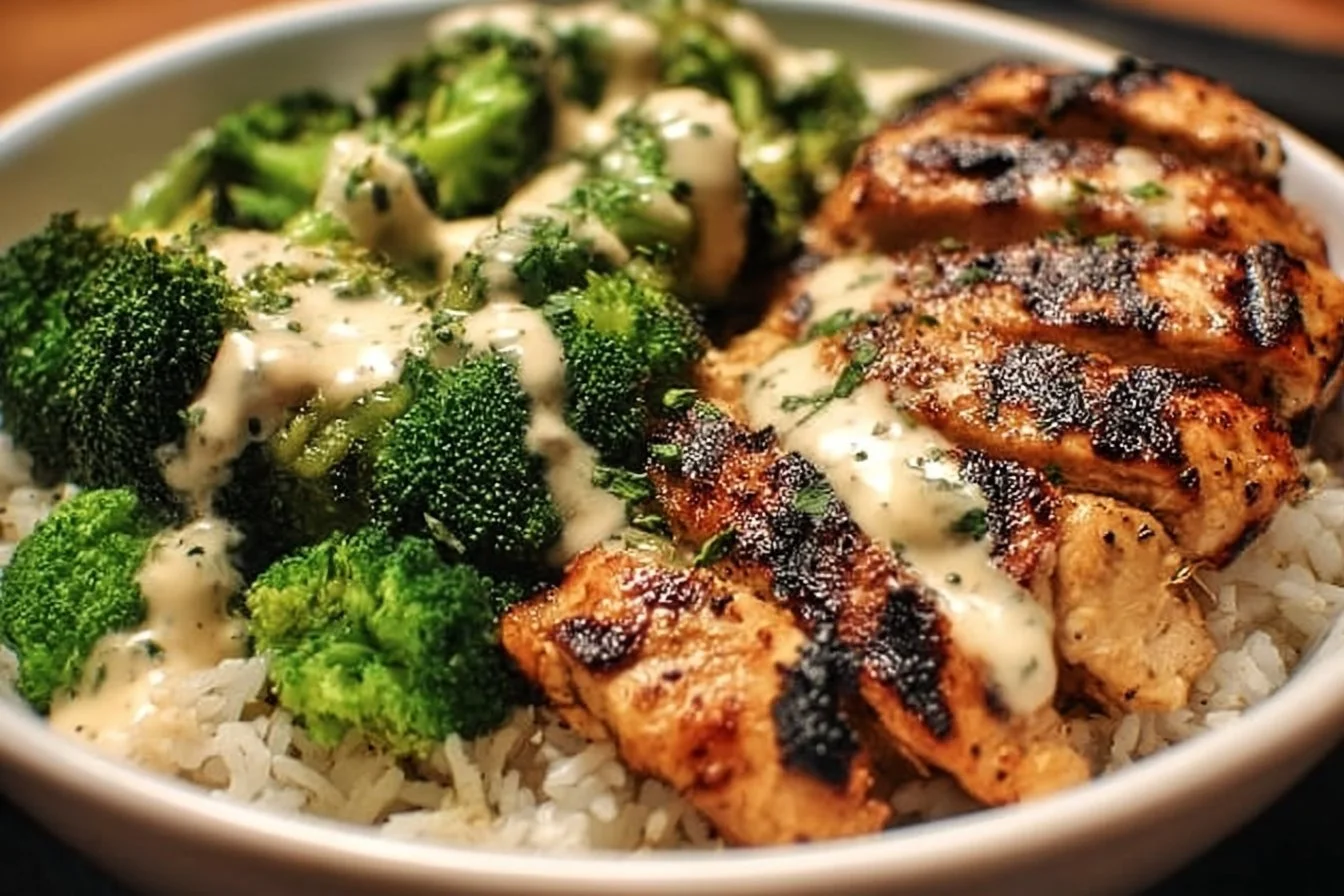How to Make Grilled Chicken & Broccoli Bowls with Creamy Garlic Sauce 4 How to Make Grilled Chicken & Broccoli Bowls with Creamy Garlic Sauce