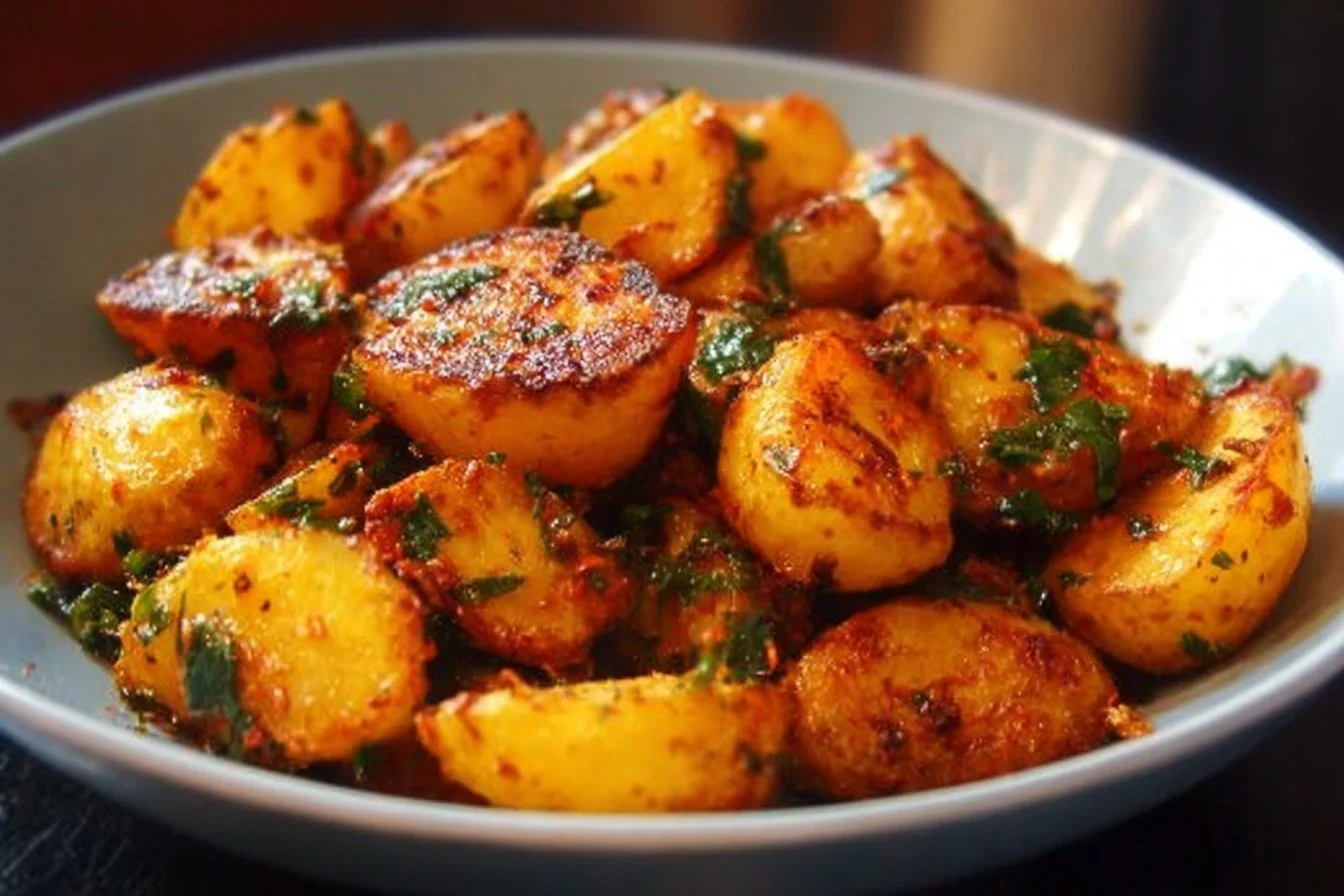 Delicious Harra Potatoes, a spicy Lebanese dish made with flavorful spices.
