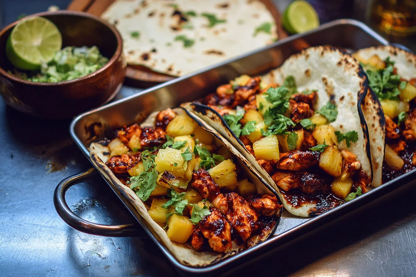 One Pan Chicken & Pineapple Tacos