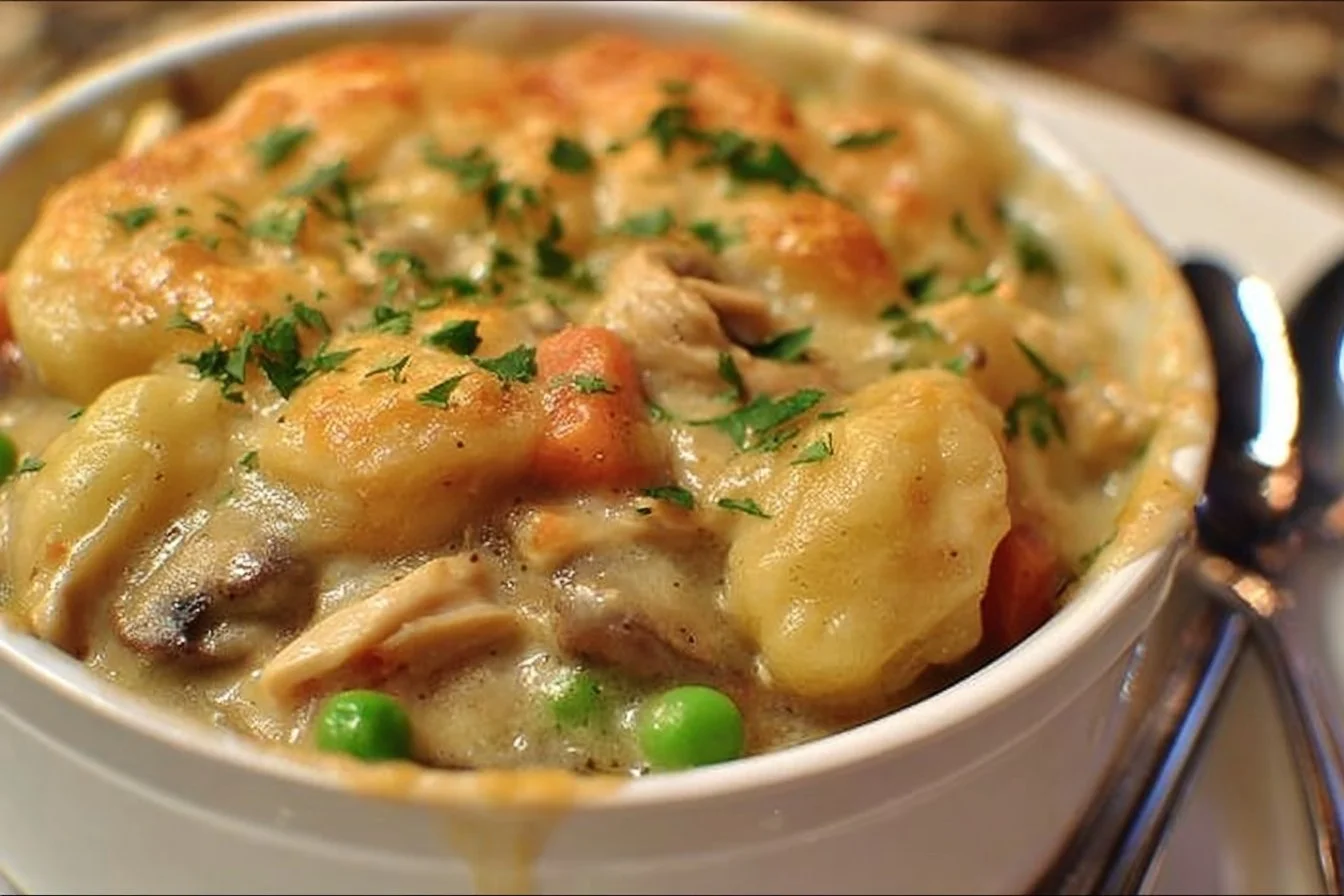 One Pot Gnocchi Chicken Pot Pie 3 One Pot Gnocchi Chicken Pot Pie with creamy sauce and vegetables