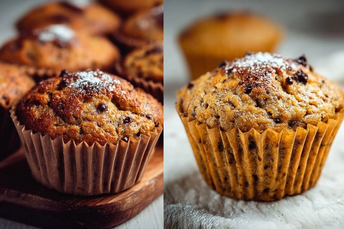 Healthy homemade protein muffins with oats, nuts, and fruits