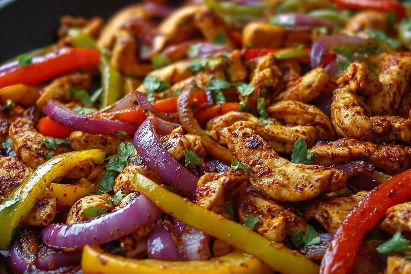 Sheet Pan Chicken Fajitas 3 Delicious sheet pan chicken fajitas with colorful peppers and onions