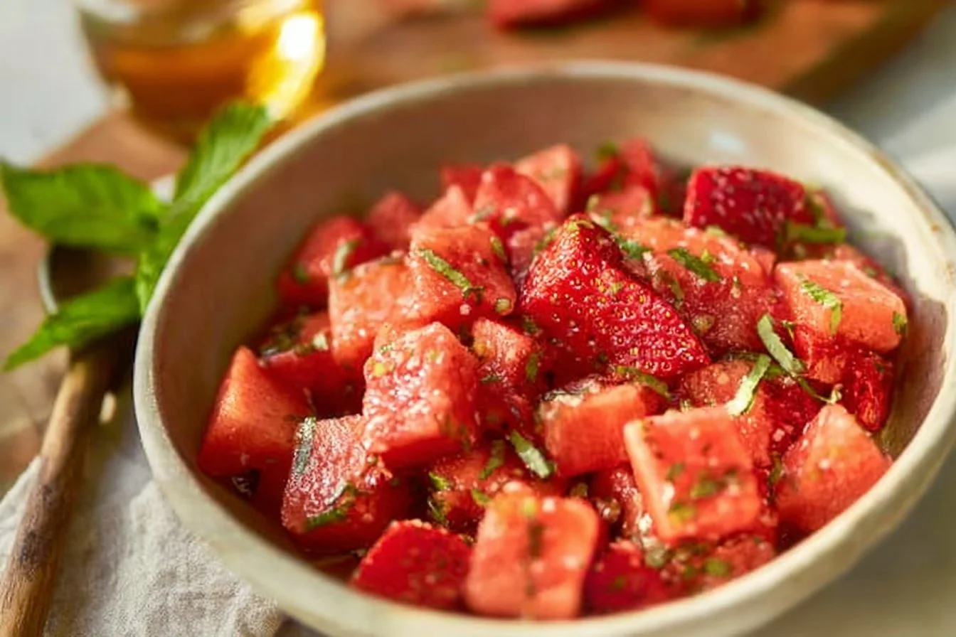 Strawberry Watermelon Salad with Honey-Lime Vinaigrette