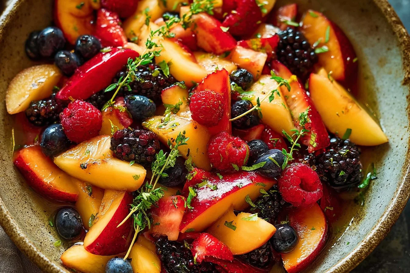Summer Fruit Salad with Lemon Maple Thyme Dressing