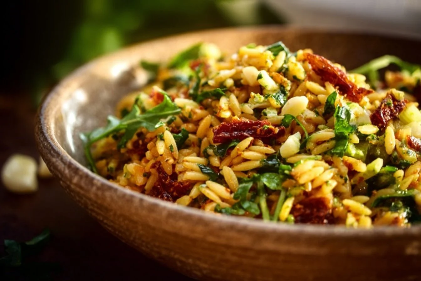 Sun Dried Tomato Orzo Pesto Salad