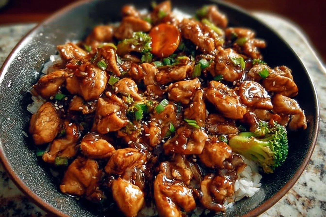 Delicious teriyaki chicken stir fry with colorful vegetables