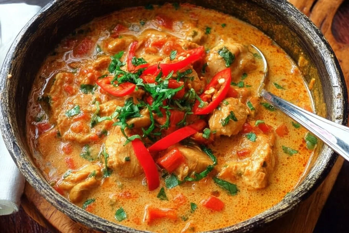 Thai Red Curry Chicken 3 Delicious Thai Red Curry Chicken with aromatic spices and vegetables.
