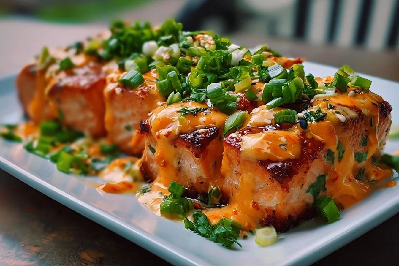 Delicious Bang Bang Salmon dish with vibrant garnishes