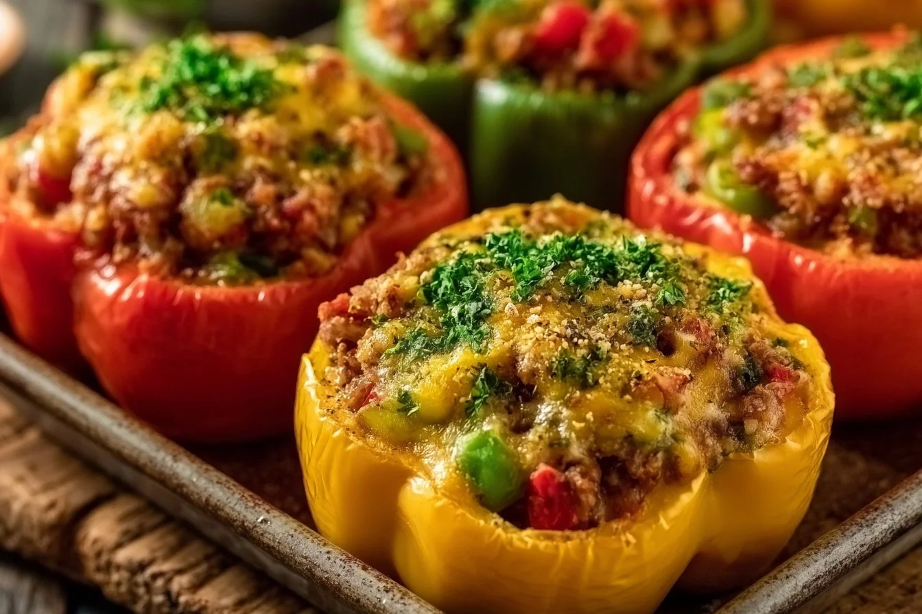 Cheesy Stuffed Bell Peppers 4 Cheesy Stuffed Bell Peppers