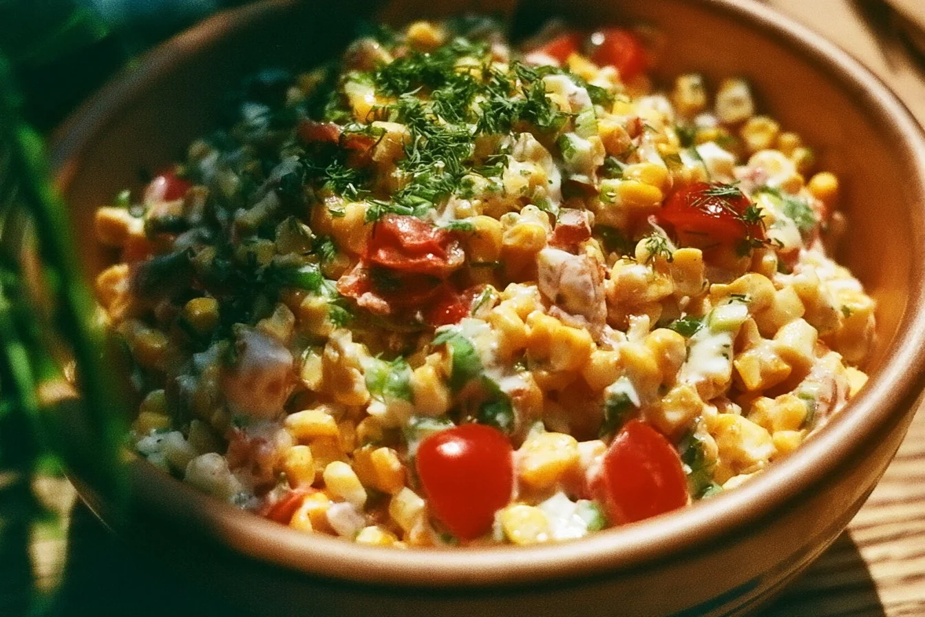 Delicious Crack Corn Salad featuring fresh corn and vibrant ingredients