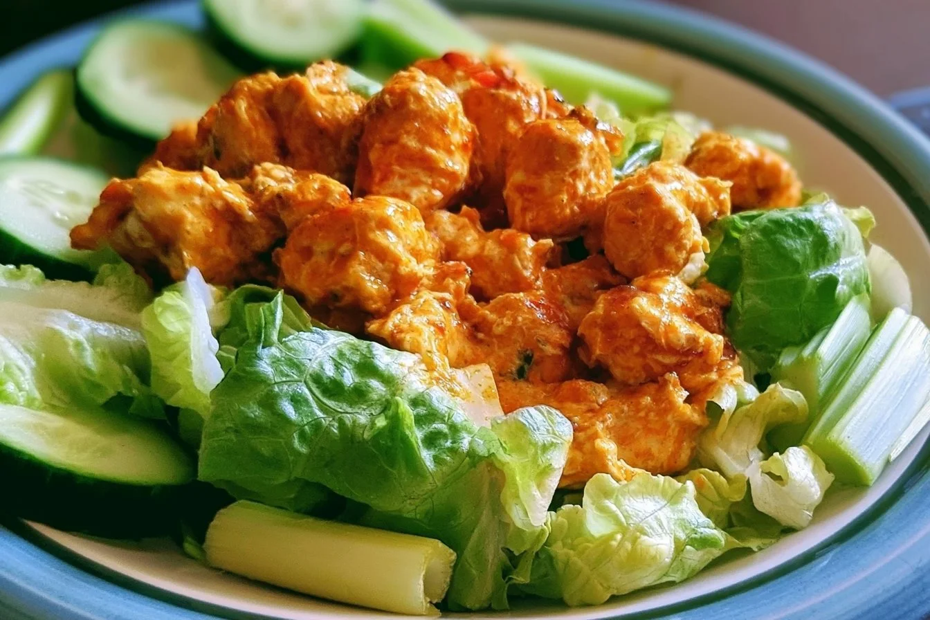 Delicious Buffalo Chicken Salad 3 Delicious Buffalo Chicken Salad with fresh ingredients and spicy dressing