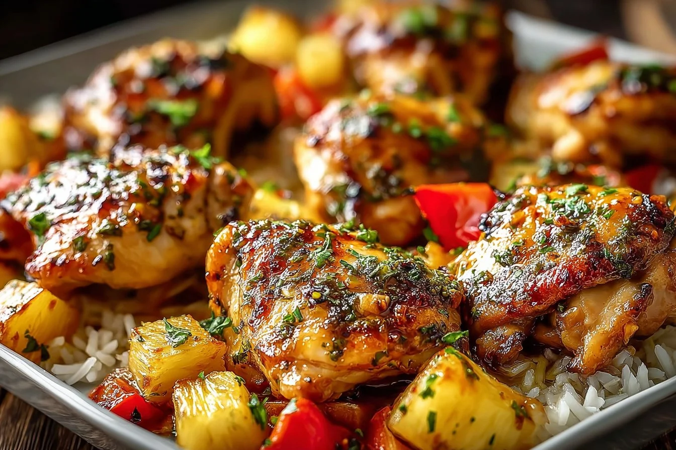 Easy Juicy Hawaiian Chicken Sheet Pan Dinner