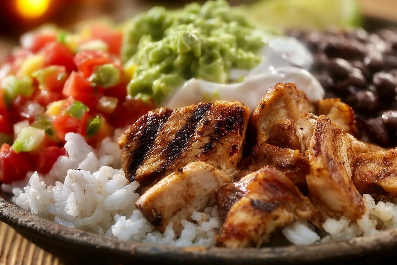 Grilled Chicken Burrito Bowl with Rice and Beans 4 Grilled Chicken Burrito Bowl with Rice and Beans