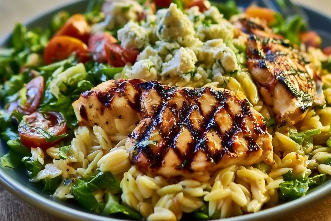 Grilled Chicken Orzo Salad: A Vibrant Summer Meal You’ll Crave 3 Delicious grilled chicken orzo salad with colorful veggies and dressing