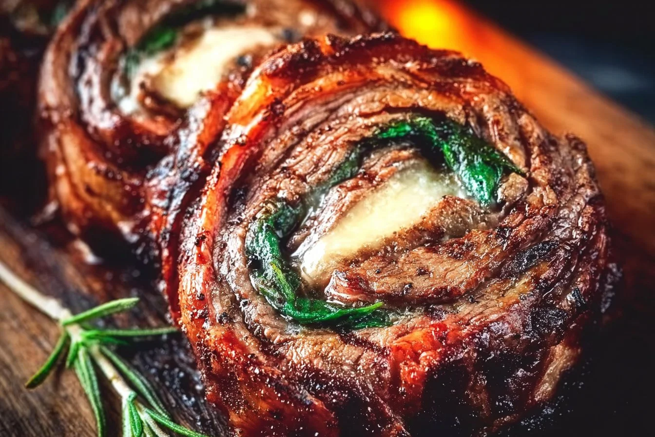 Juicy Grilled Flank Steak Rolls