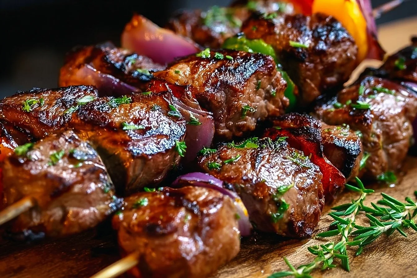Juicy Steak Kebabs with Savory Marinade for Summer Grilling 4 Juicy Steak Kebabs with Savory Marinade for Summer Grilling