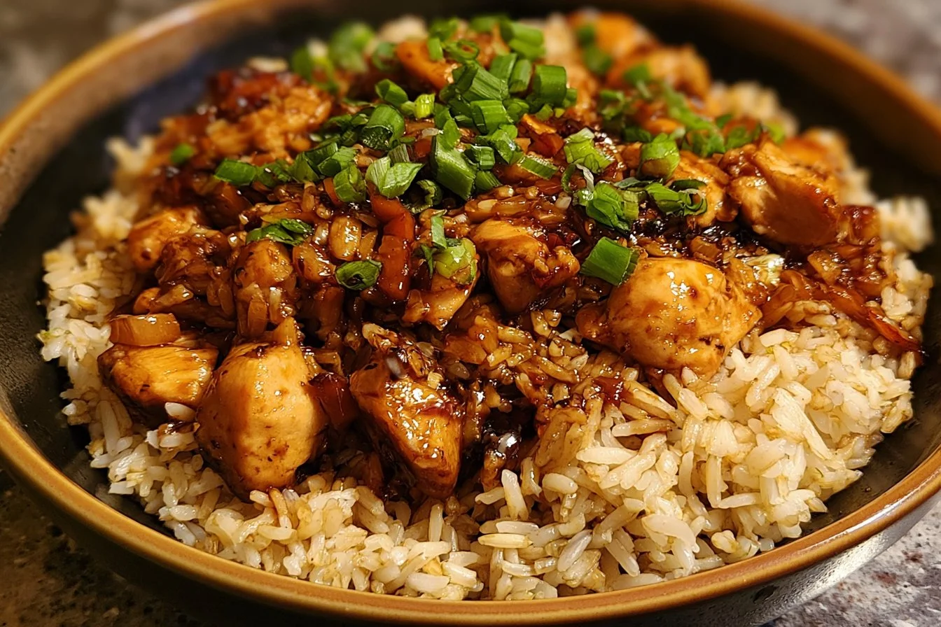 One-Pan Bold Honey BBQ Chicken Rice 3 One-Pan Bold Honey BBQ Chicken Rice dish featuring tender BBQ chicken and flavorful rice