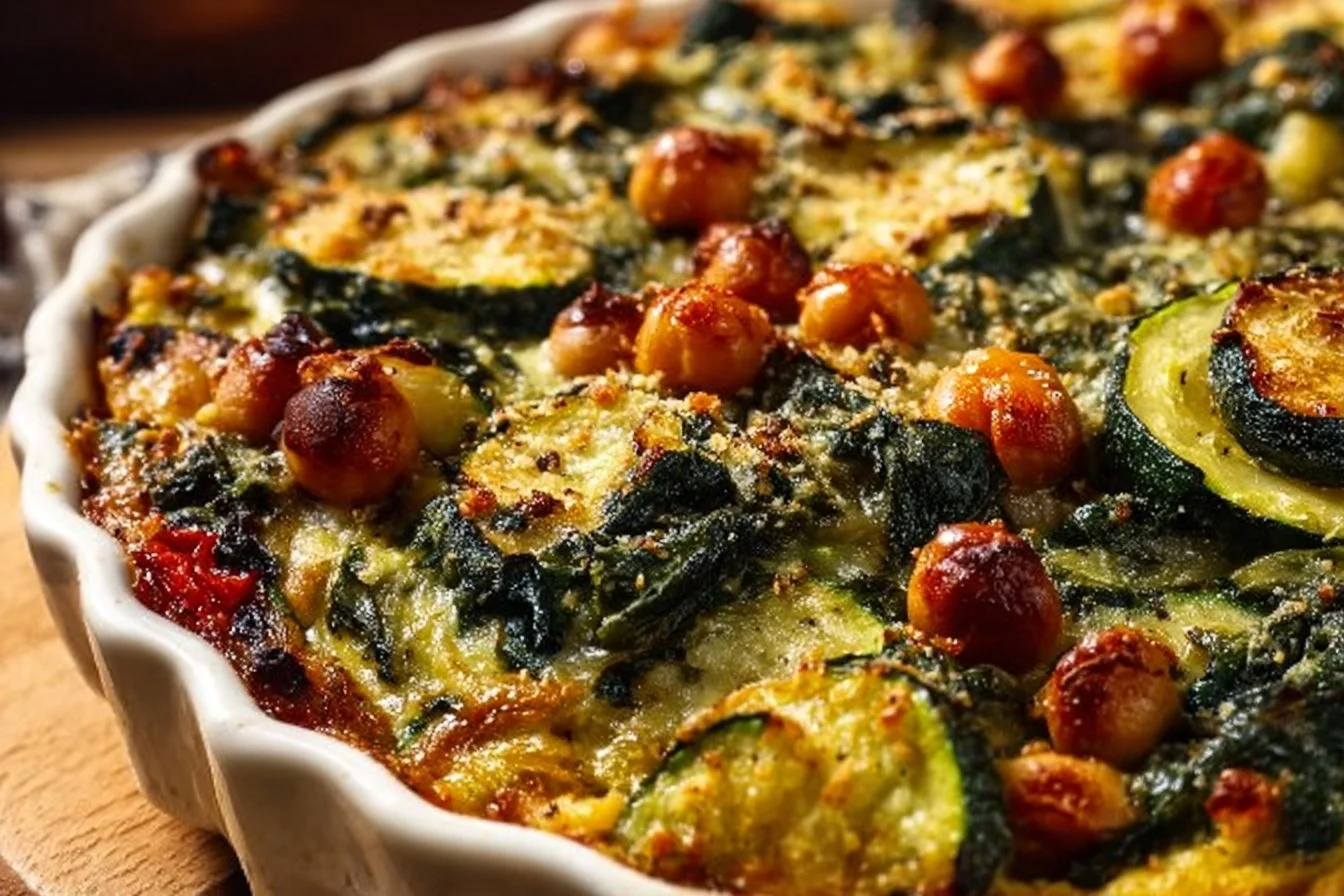 Spinach Zucchini Chickpea Bake