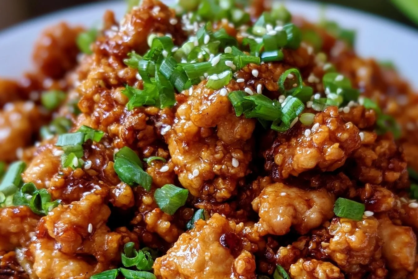 Orange Ground Chicken 3 Delicious Orange Ground Chicken served with vegetables and rice